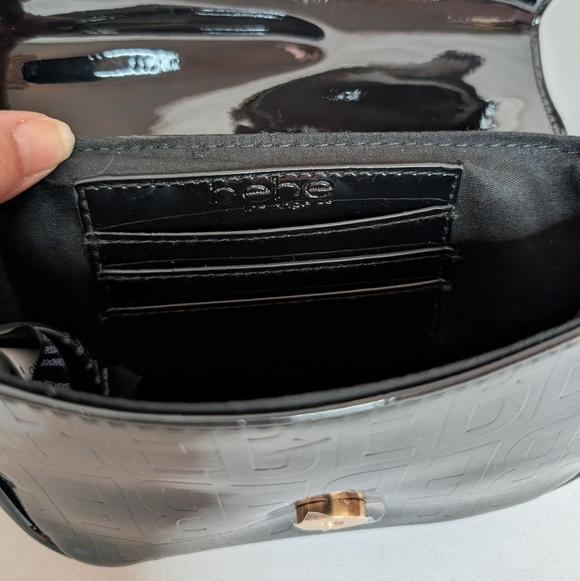 Bebe Alexander Black Patent Shiny Crossbody Bag NWT - Picture 8 of 9